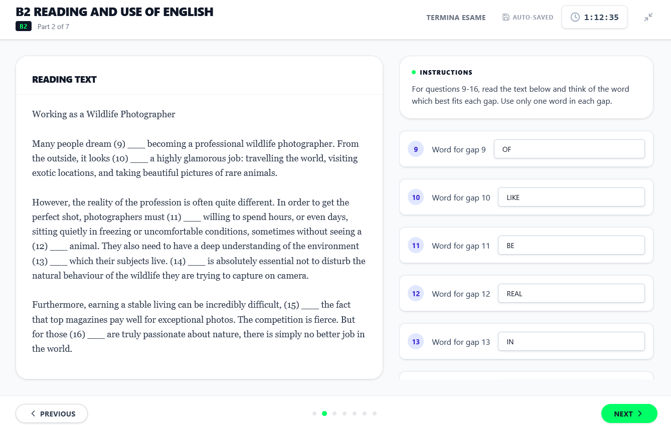 Reading & Use of English — Upslang Platform