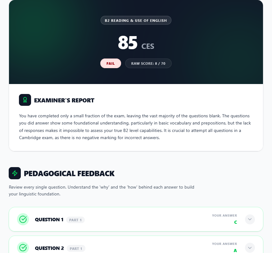 Reading & Use of English — Upslang Platform